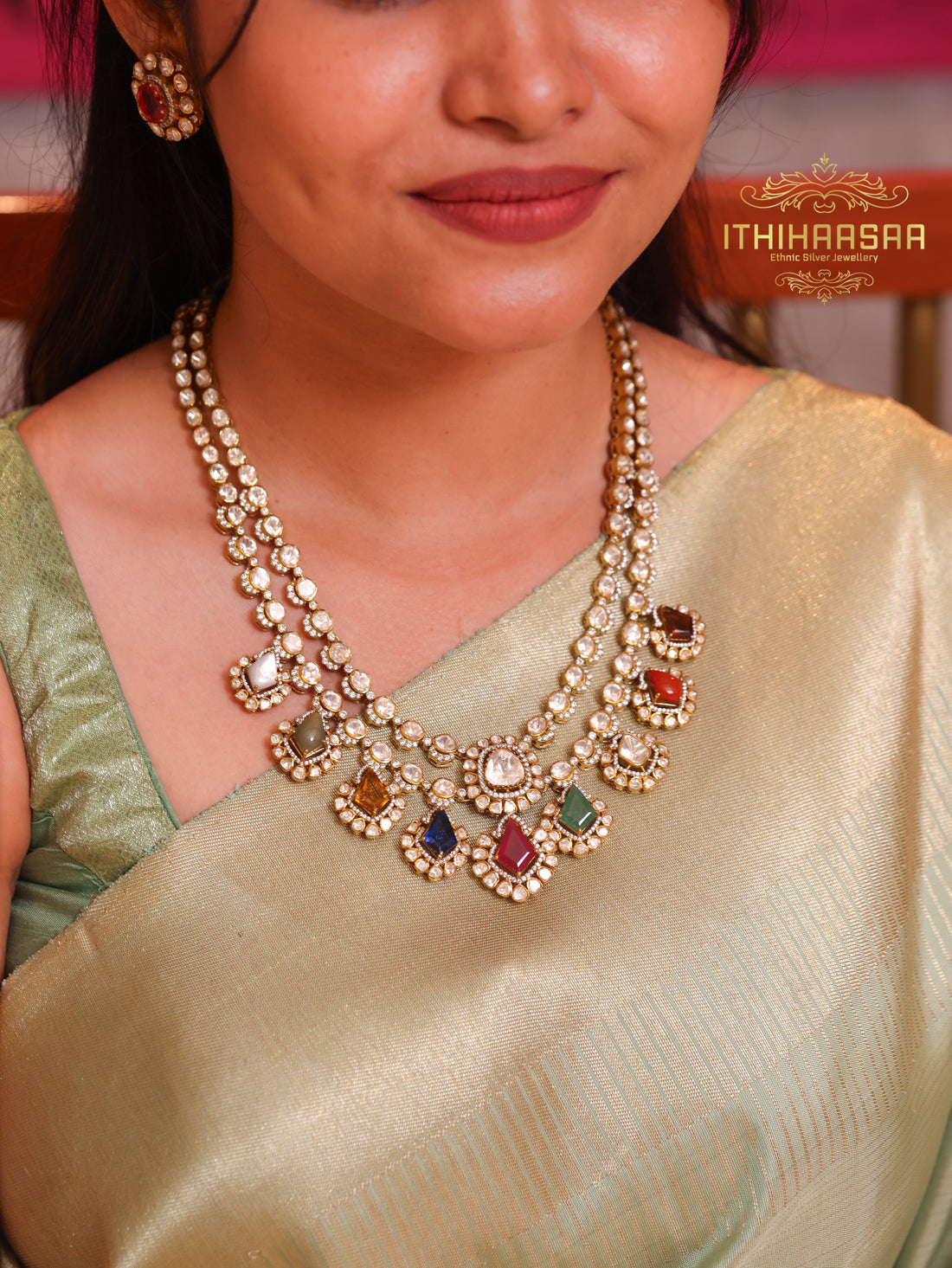 Ratnavahli Navrathan Uncut Polki Necklace