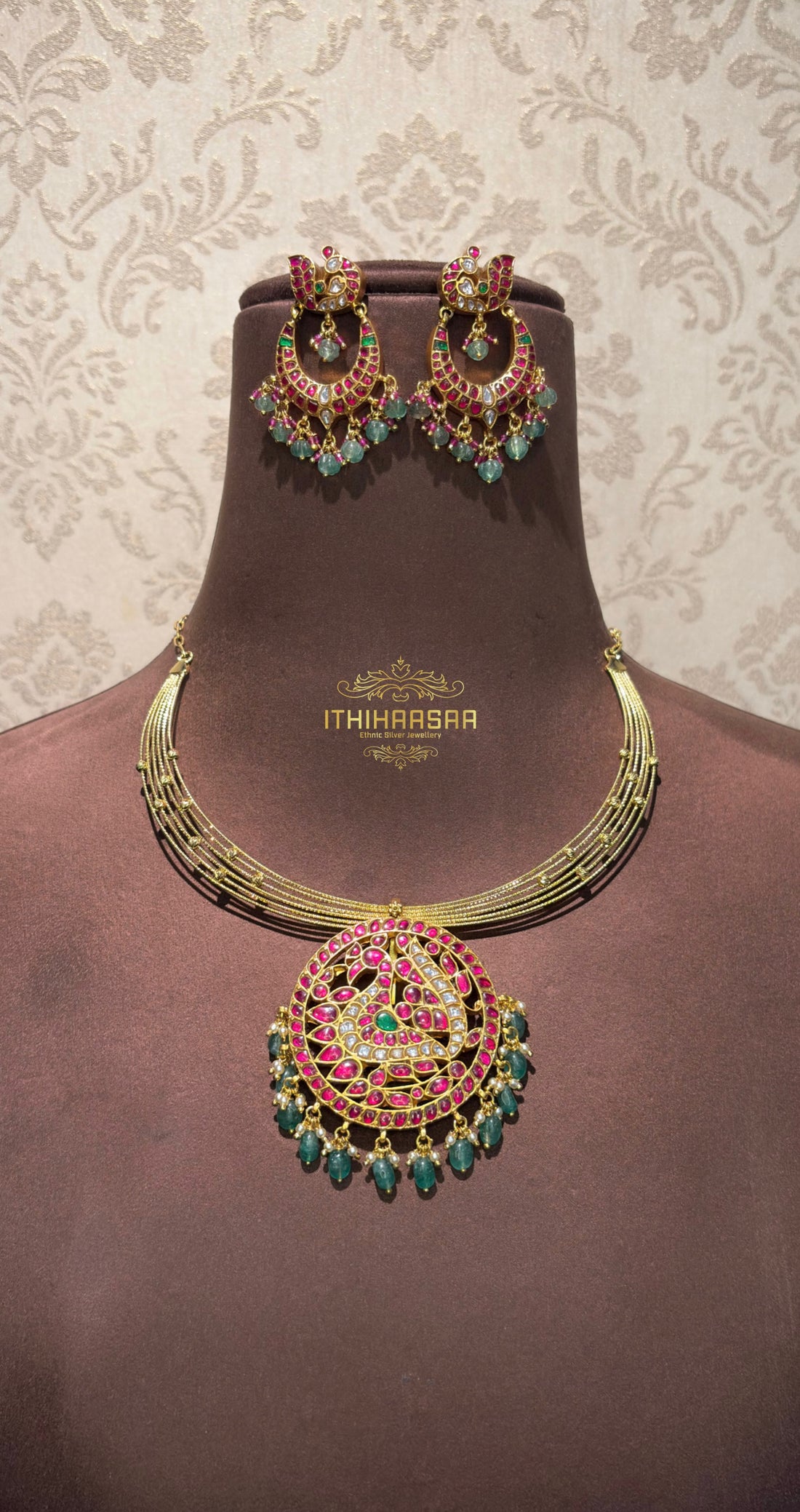 Mayura 3-in-1 Antique Jadau Kundan Necklace Set