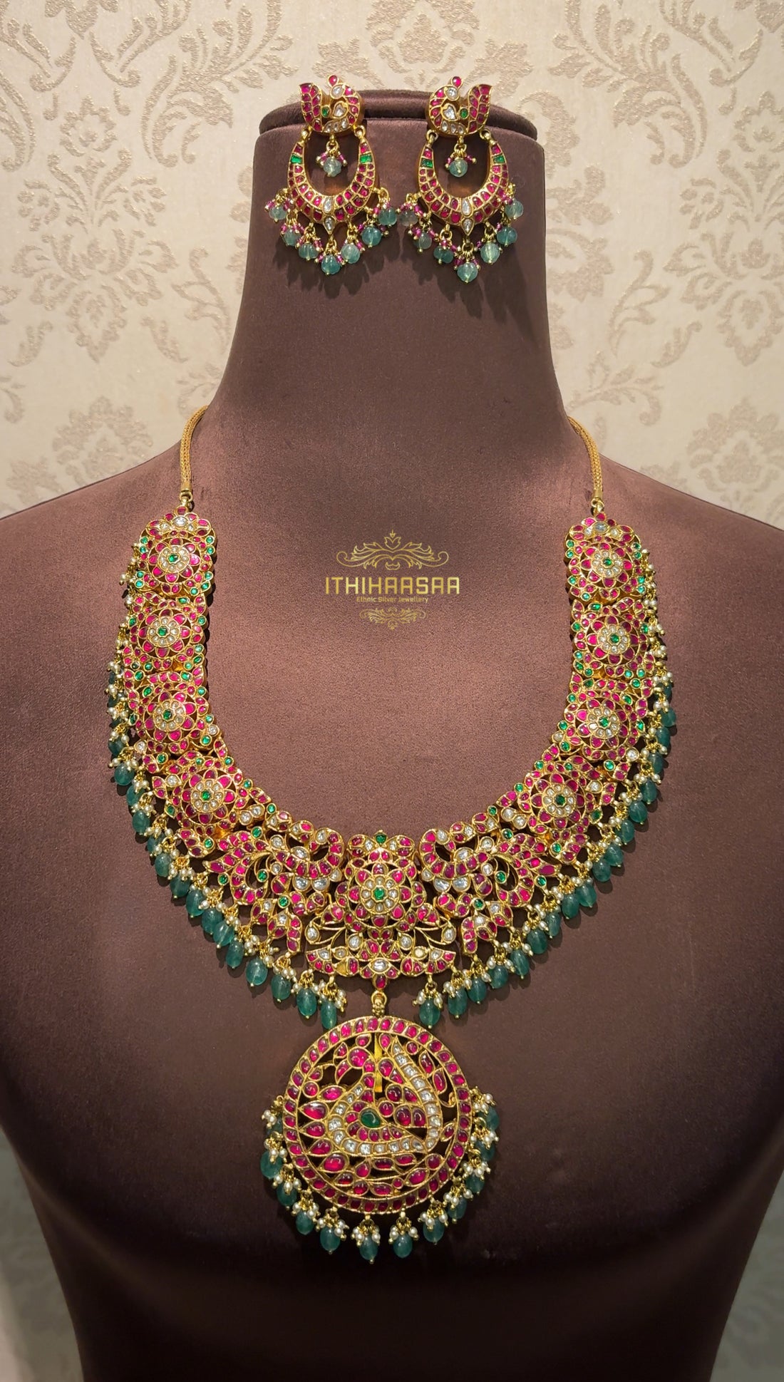 Mayura 3-in-1 Antique Jadau Kundan Necklace Set