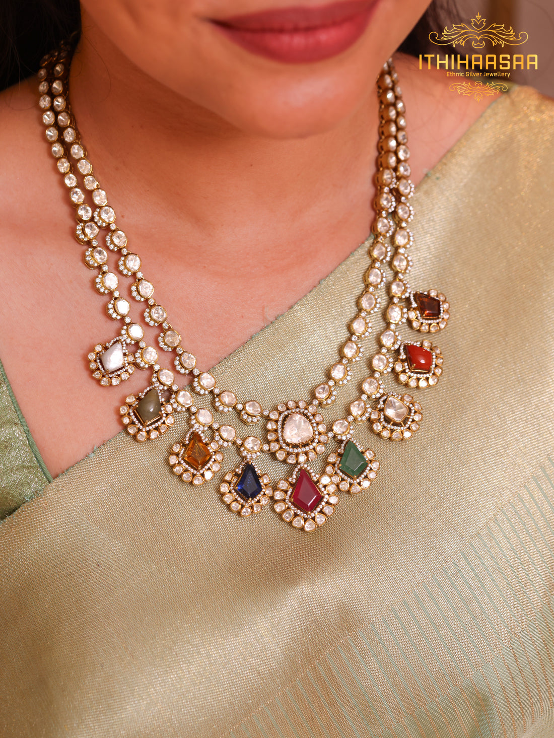 Ratnavahli Navrathan Uncut Polki Necklace