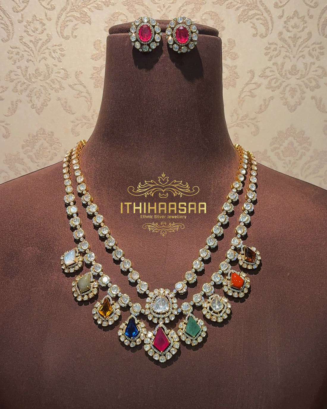 Ratnavahli Navrathan Uncut Polki Necklace