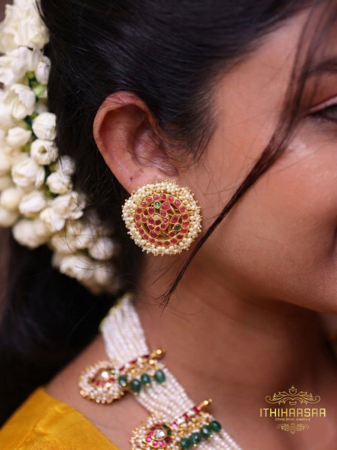 Mayura Mukthika - Real Pearl Peacock Kundan Haar