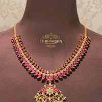 double side kundan mango necklace,92.5 Hallmark Pure Silver, adorned with semi-precious Kundan stones and finished with real pearls
