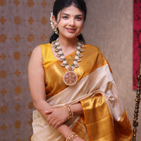 Mayura Mukthika - Real Pearl Peacock Kundan Haar