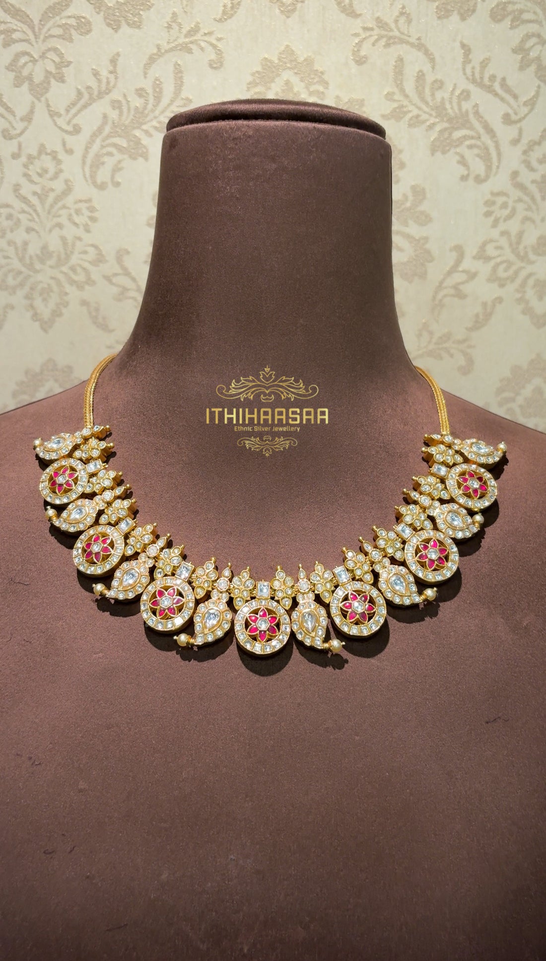  Double-Sided Antique Vintage Kundan Necklaces with real pearls and 92.5 silver