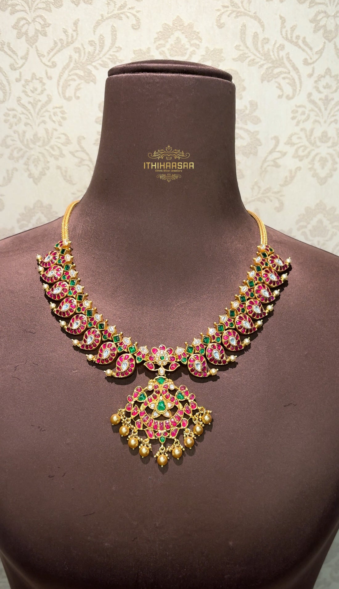 Classic antique nakshi kundan mango mala made with 92.5 hallmark silver 