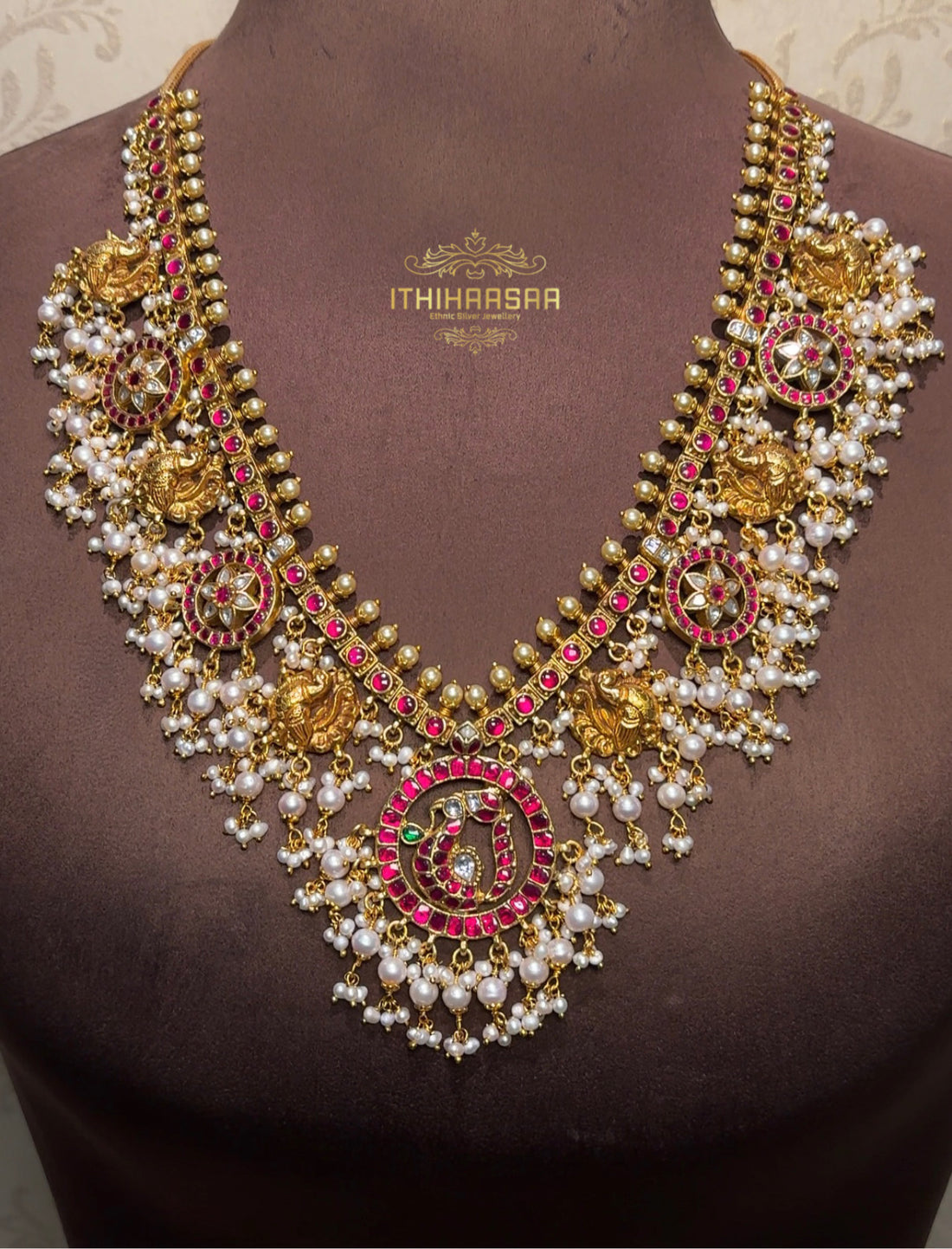 Rashmika Inspired Antique Kundan Necklace