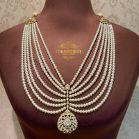 Vihana Uncut Polki Layered Pearl Haar Set