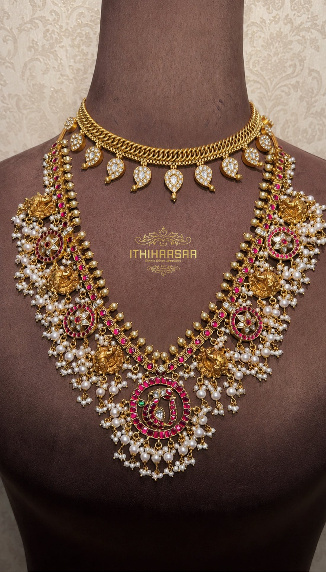 Rashmika Inspired Antique Kundan Necklace
