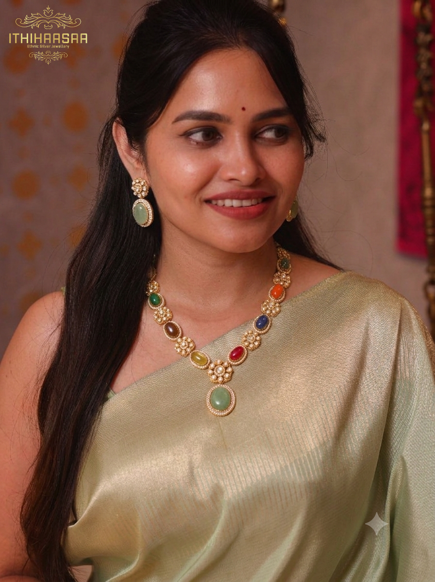 Navira Statement Navarathan Necklace