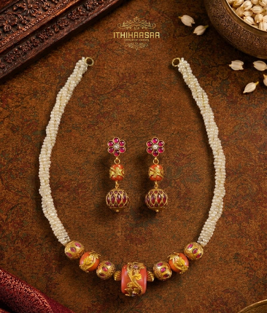 Thiya Pearl & Coral Necklace