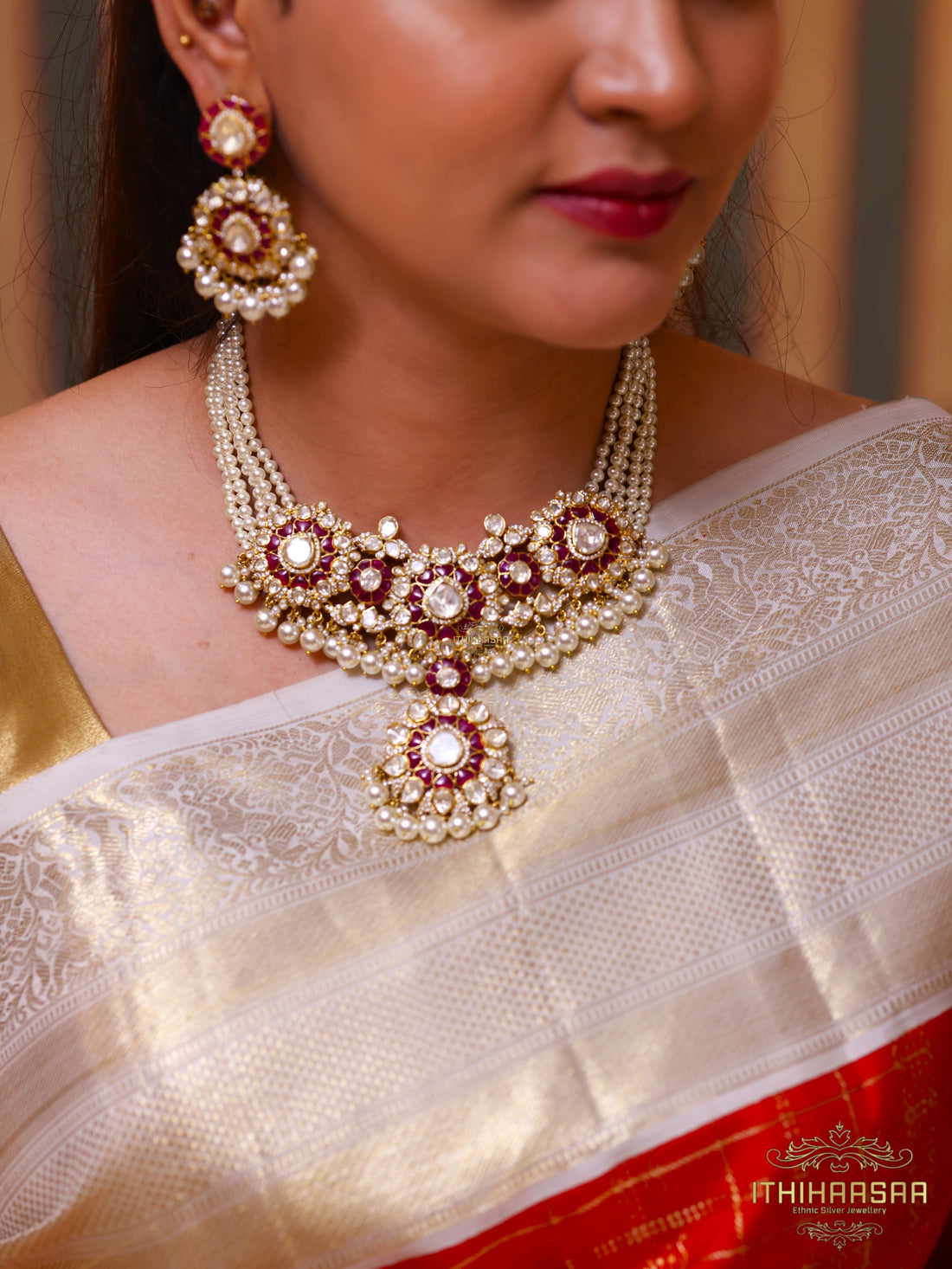 Ranika 2-in-1 Uncut Polki Ruby Choker/ Necklace