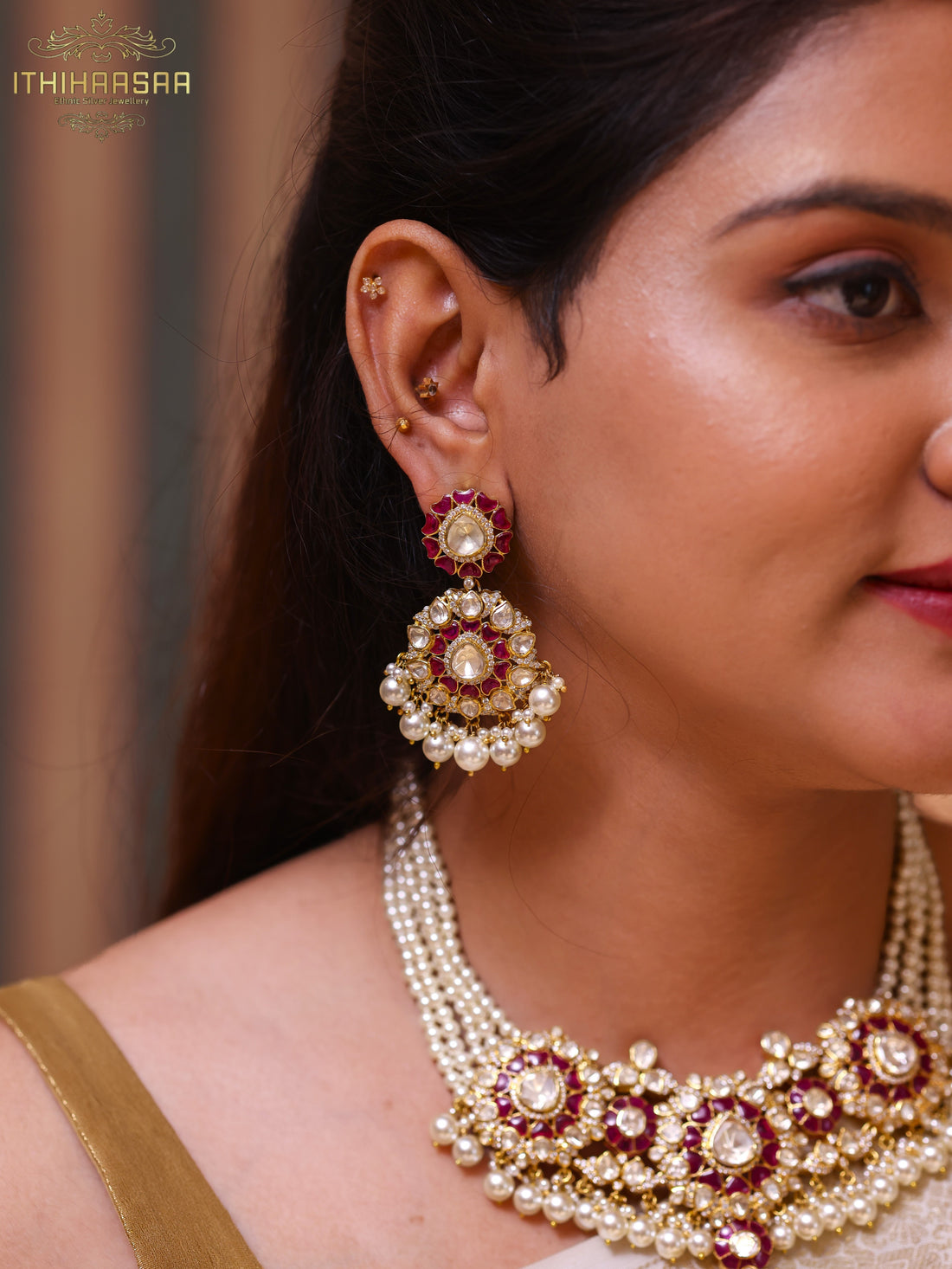 Ranika 2-in-1 Uncut Polki Ruby Choker/ Necklace