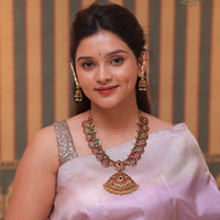 Reversible Antique Bottu Mala (2 in 1) with statement ear cuff jhumkas attached with pearl mattal made in 92.5 silver 