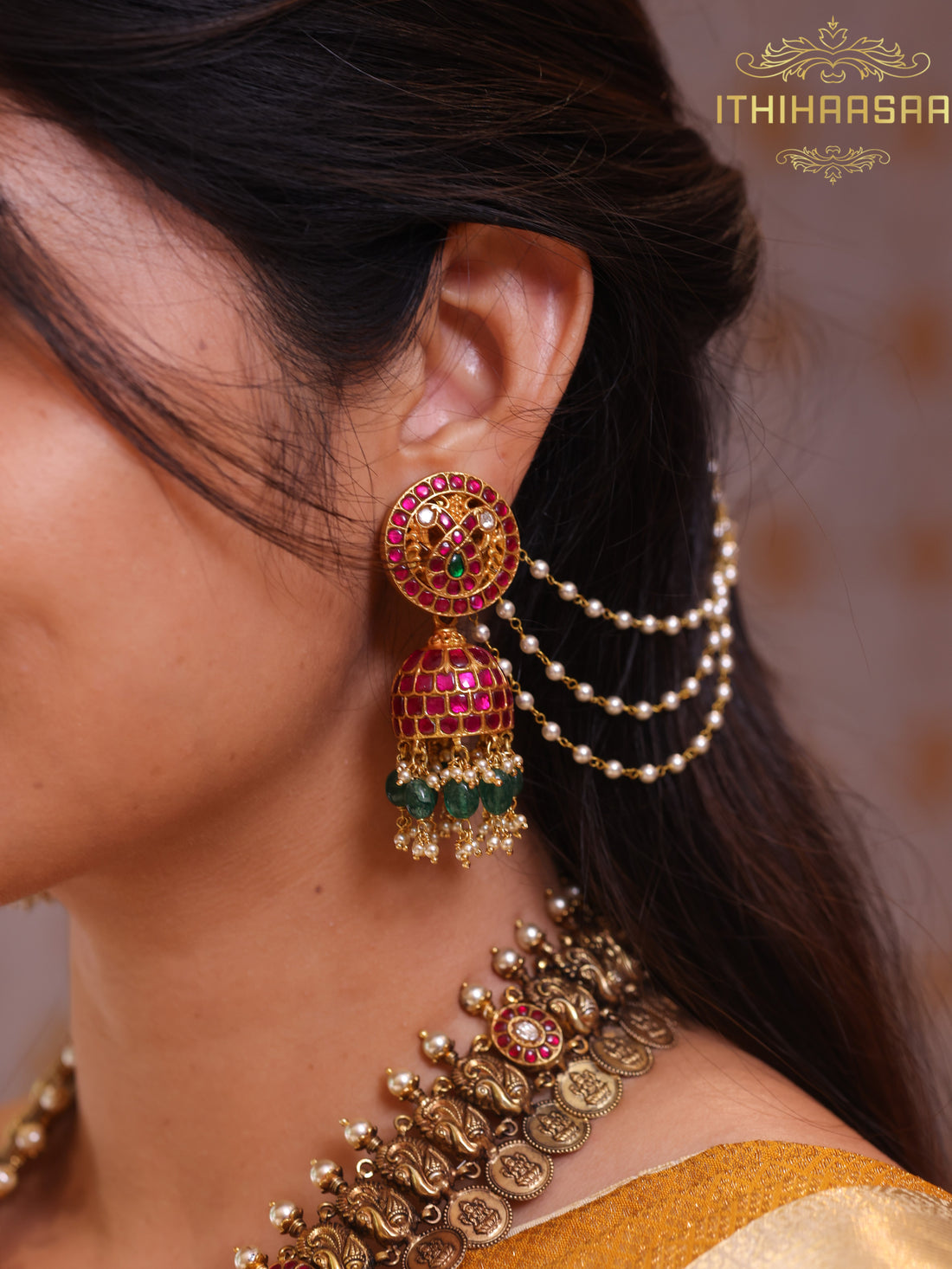 Grand Antique Kundan Kasu Mala