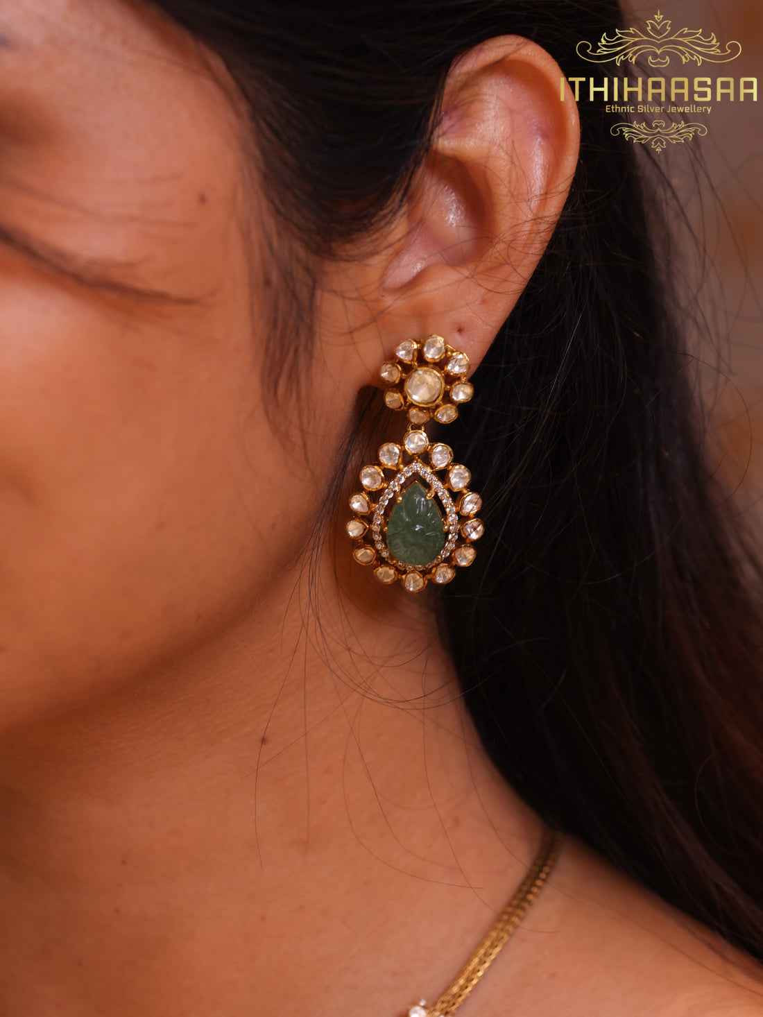 Navya Statement Uncut Polki Handcarved Necklace