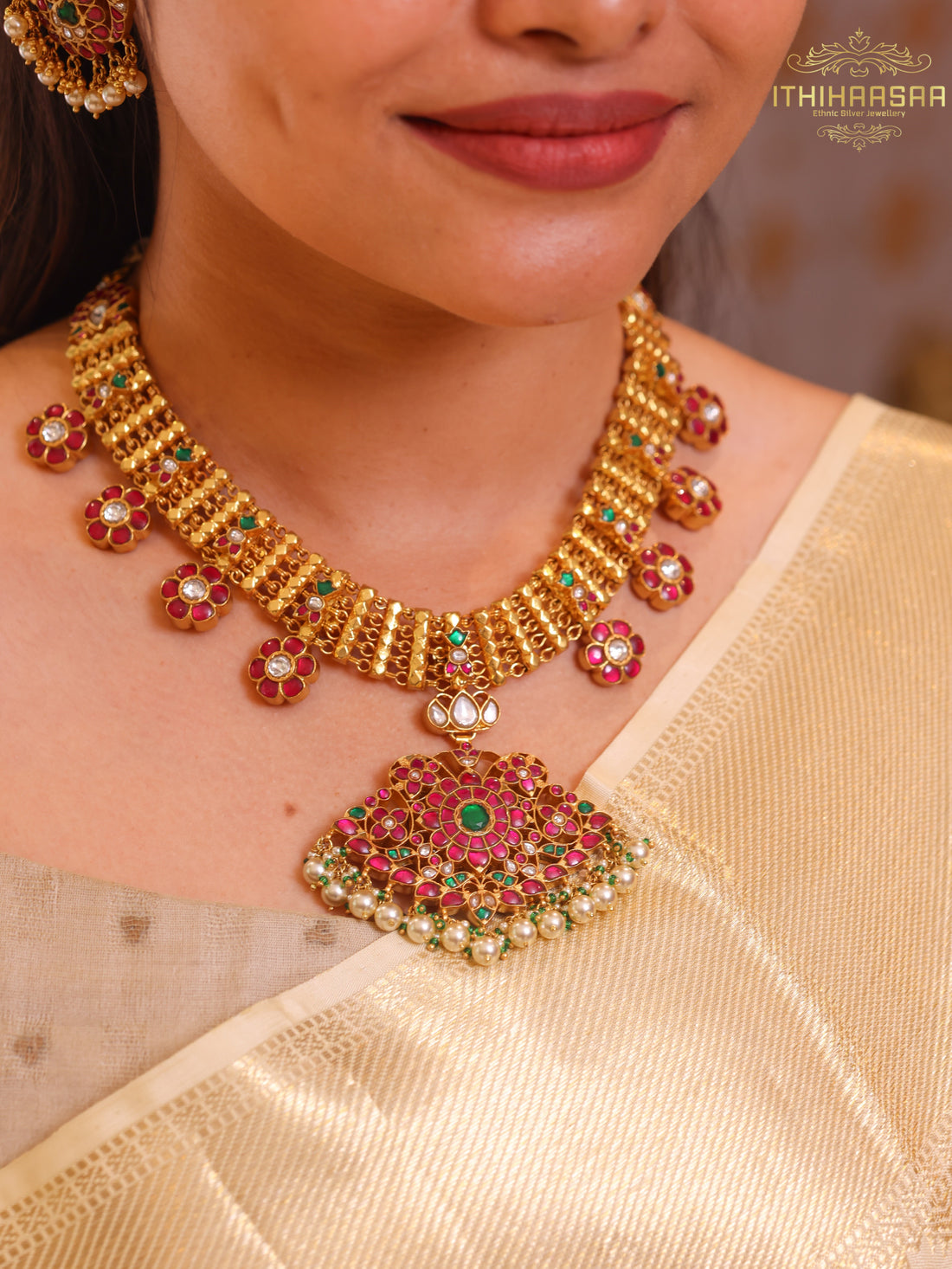 ShriNithi 2-in-1 Antique Reversible Kundan Necklace