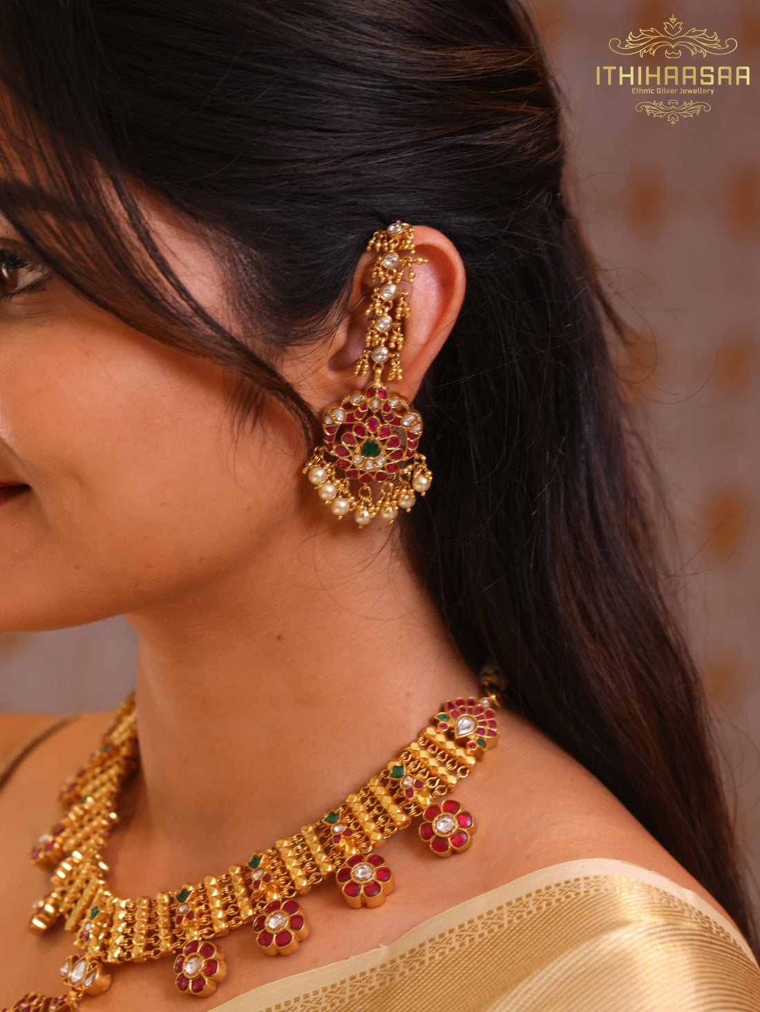 ShriNithi 2-in-1 Antique Reversible Kundan Necklace