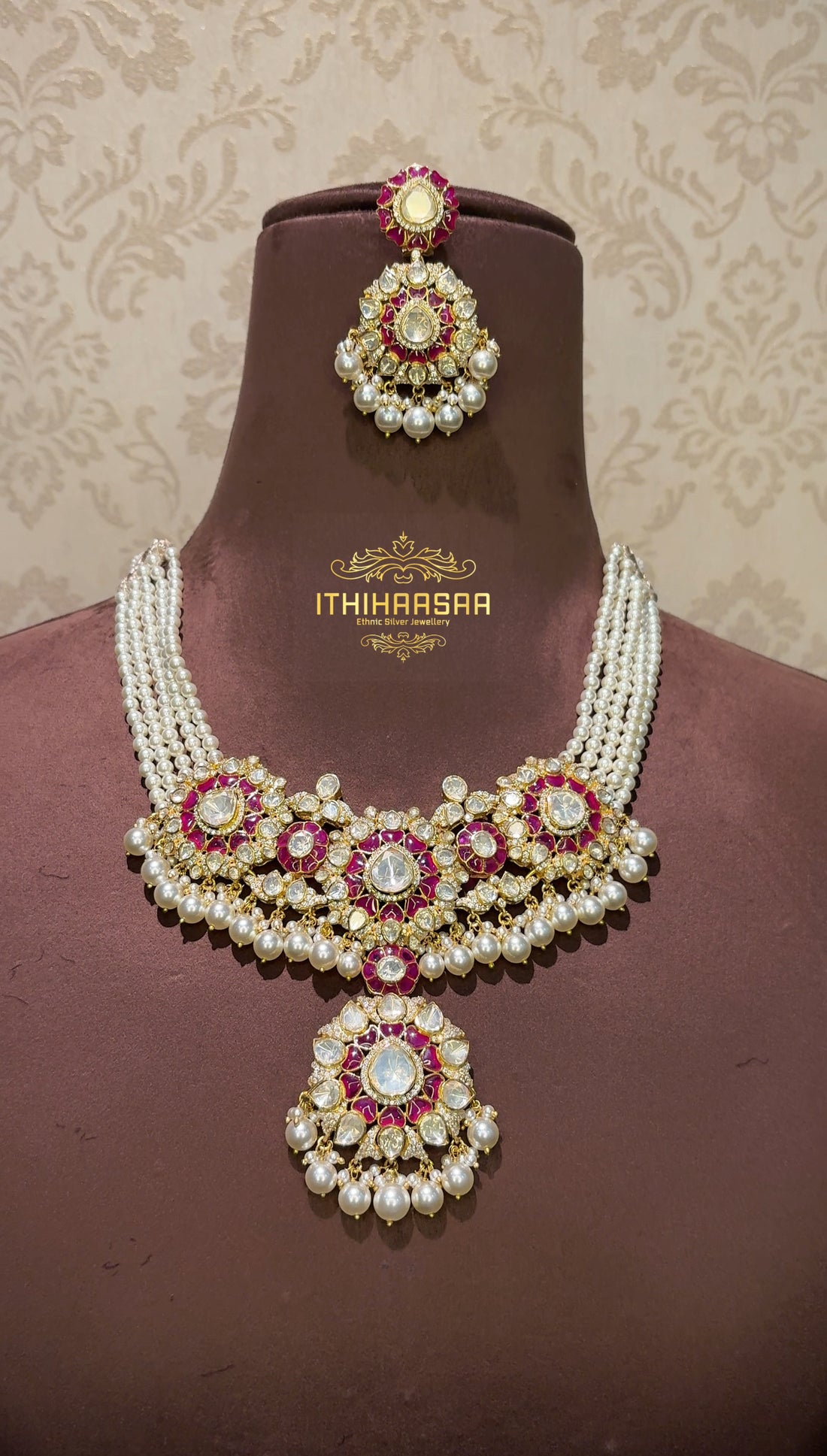 Ranika 2-in-1 Uncut Polki Ruby Choker/ Necklace