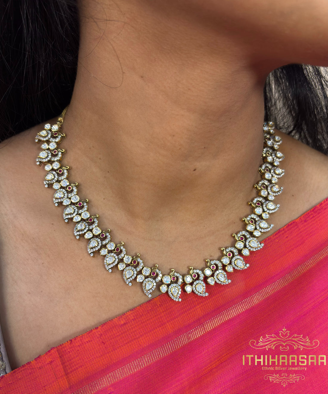 Mayil Exclusive Peacock Uncut Polki Necklace