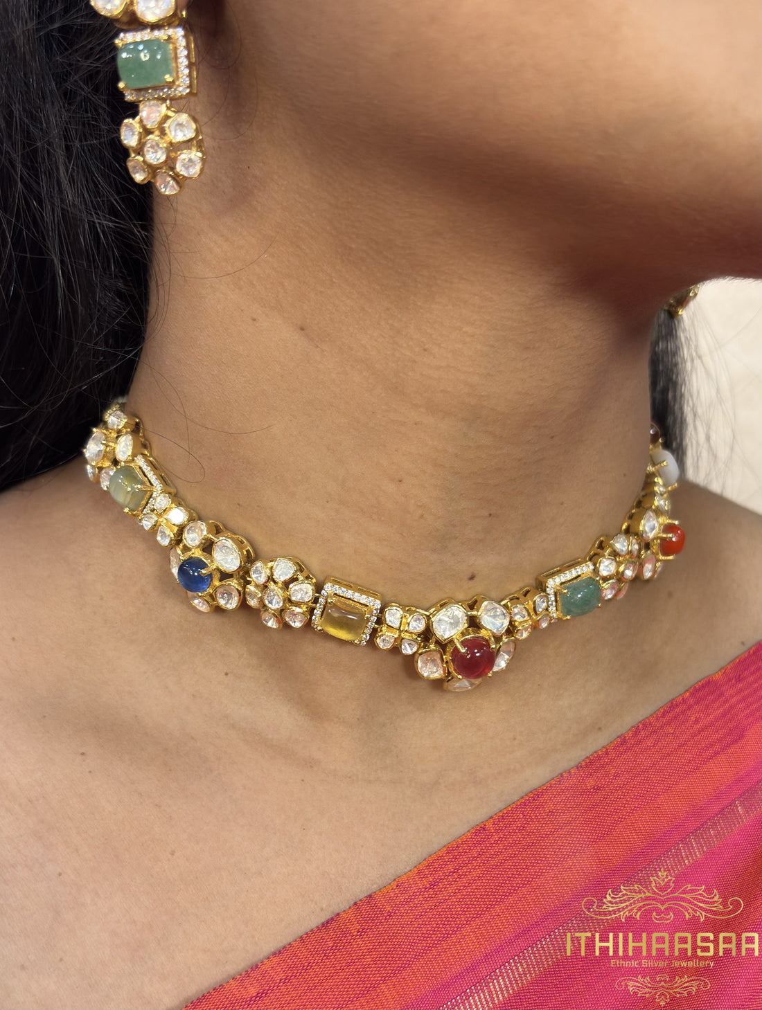 Rathamala Navarathan Uncut Polki Choker