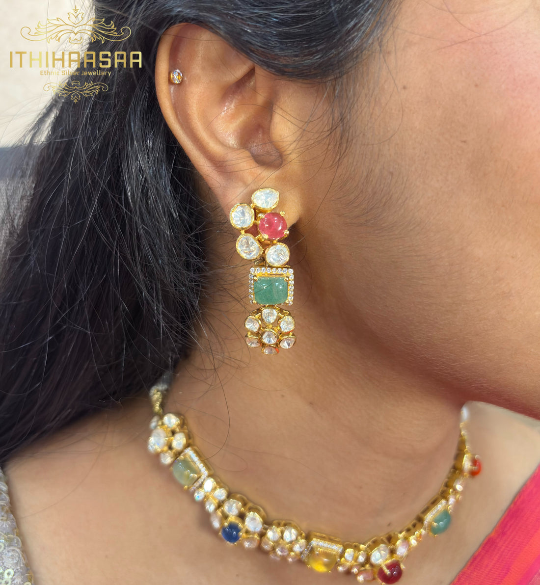 Rathamala Navarathan Uncut Polki Choker