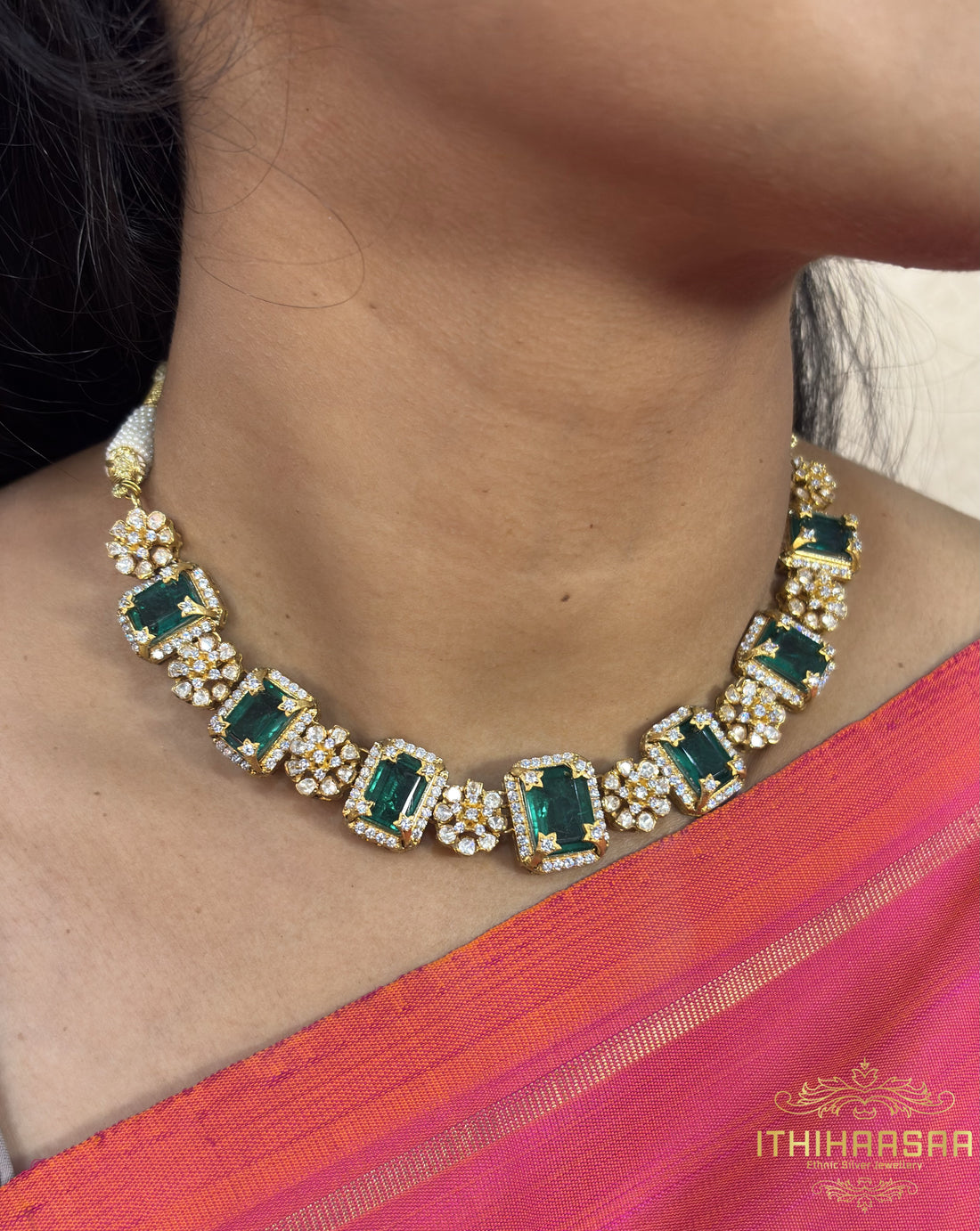 Shristi Exclusive CZ Emerald Necklace
