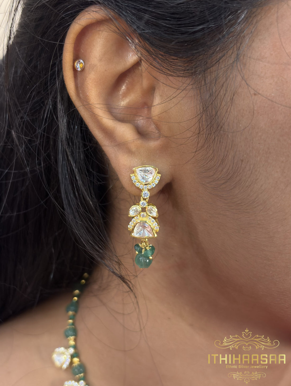 Kriya Uncut Polki & Aventurine Necklace