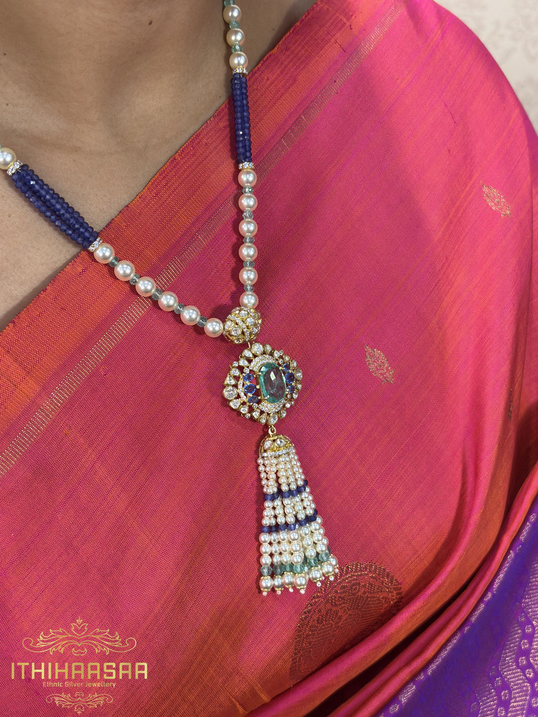 Shrisha Tanzanite Tassels Pearl Necklace