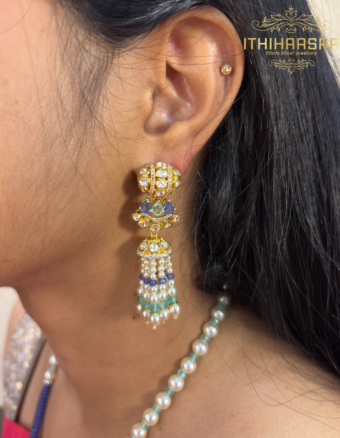 Shrisha Tanzanite Tassels Pearl Necklace
