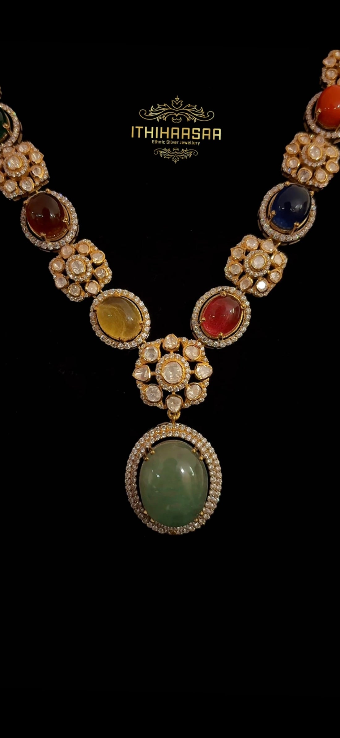Navira Statement Navarathan Necklace
