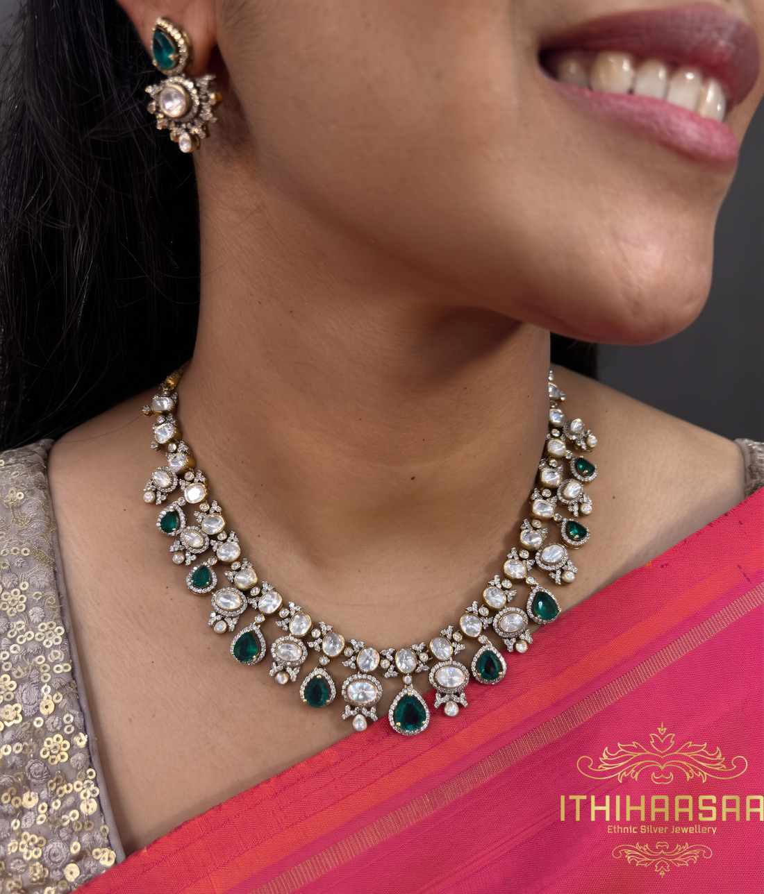 Uncut Polki Emerald Necklace