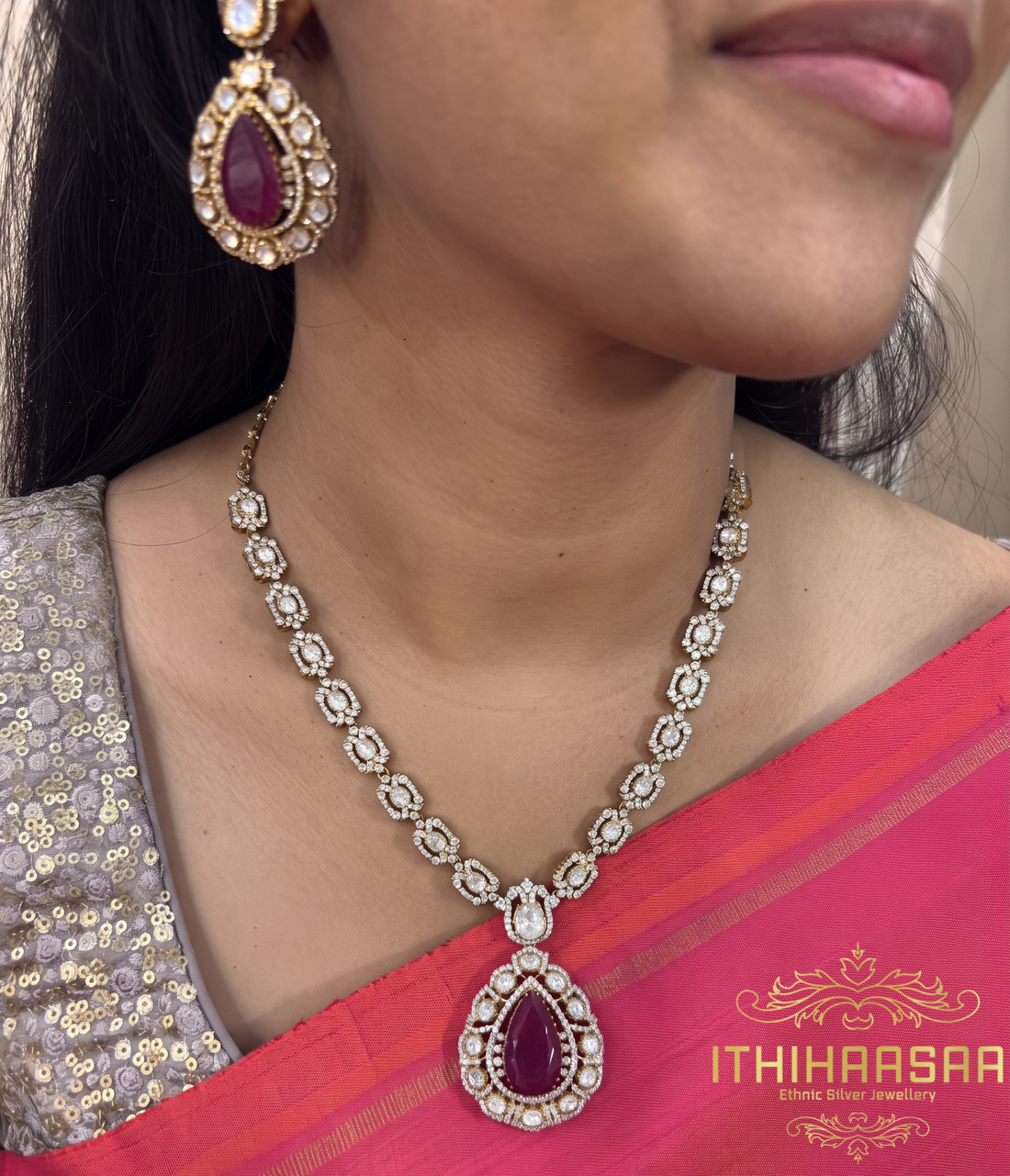 Amira Victorian Uncut Polki Ruby Necklace