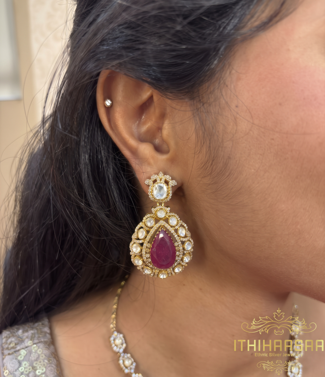 Amira Victorian Uncut Polki Ruby Necklace
