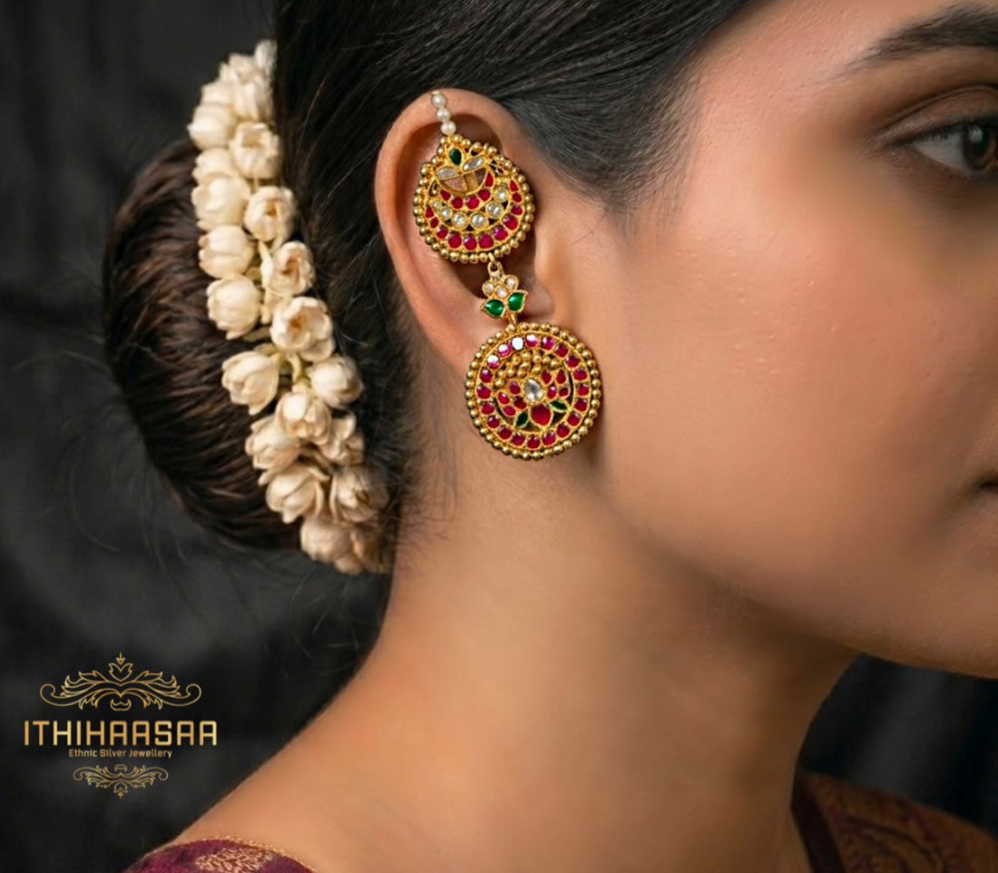 Convertible Kundan Earrings (2-in-1 Styling)