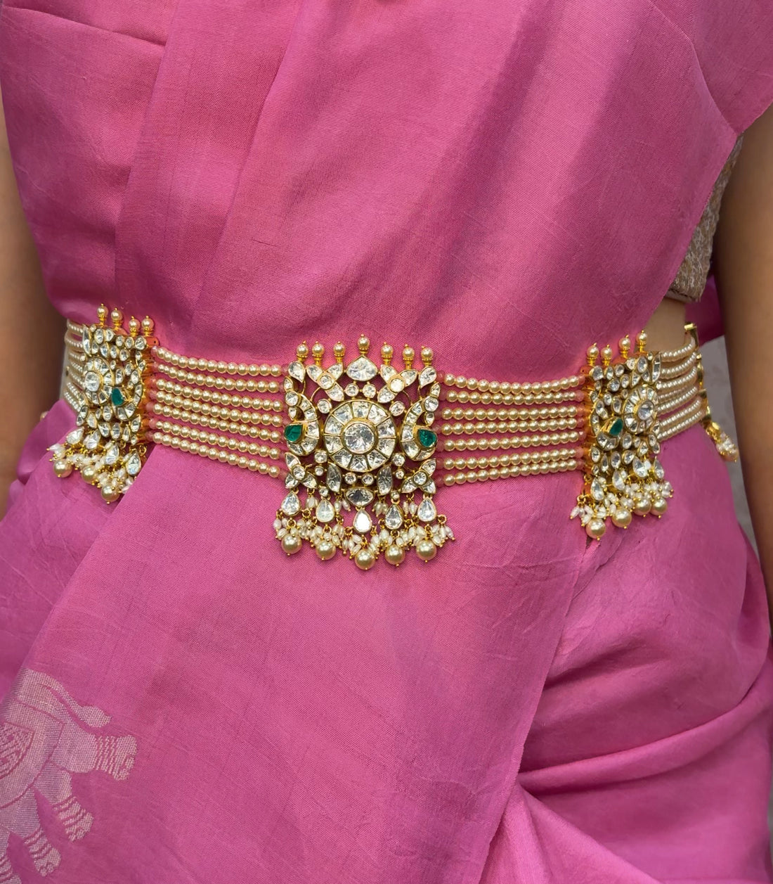 Grand Samudrika Uncut Polki Pearl Waist Belt